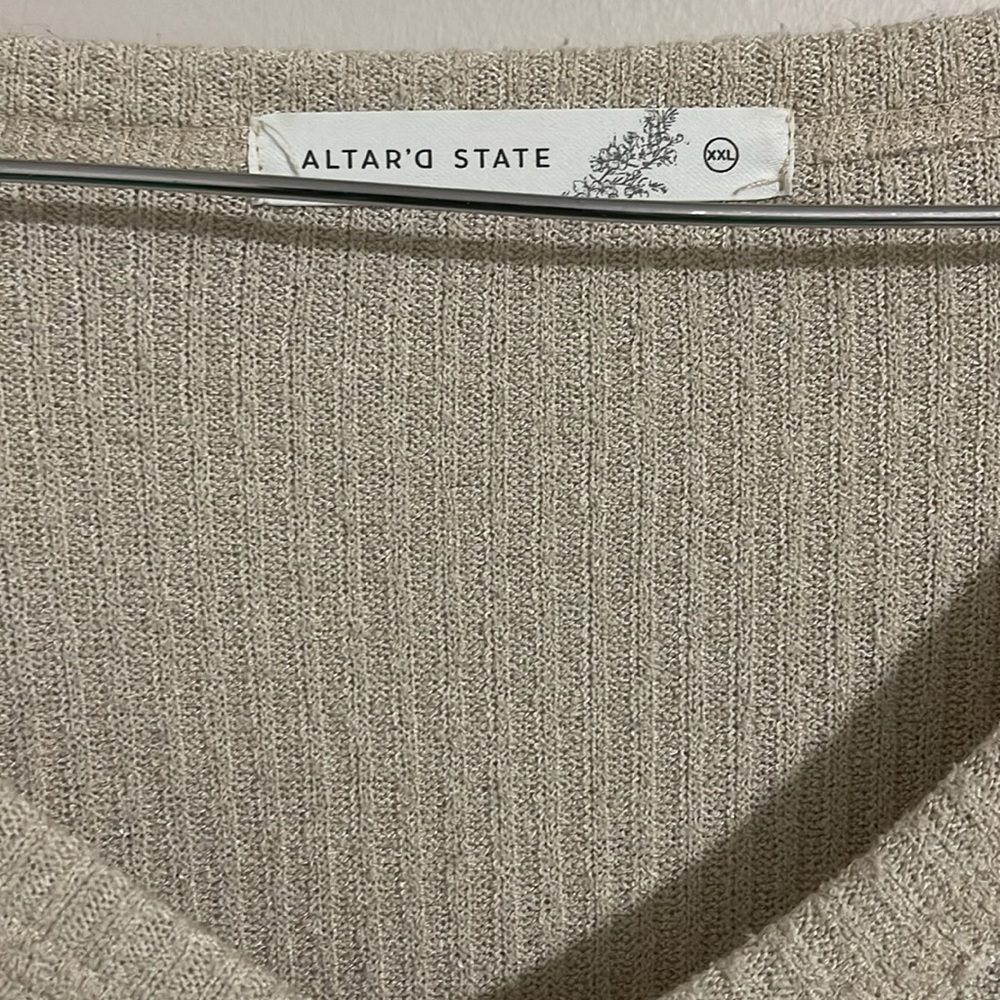 Altar'd State Beige Ribbed Blouse - Picture 4 of 9